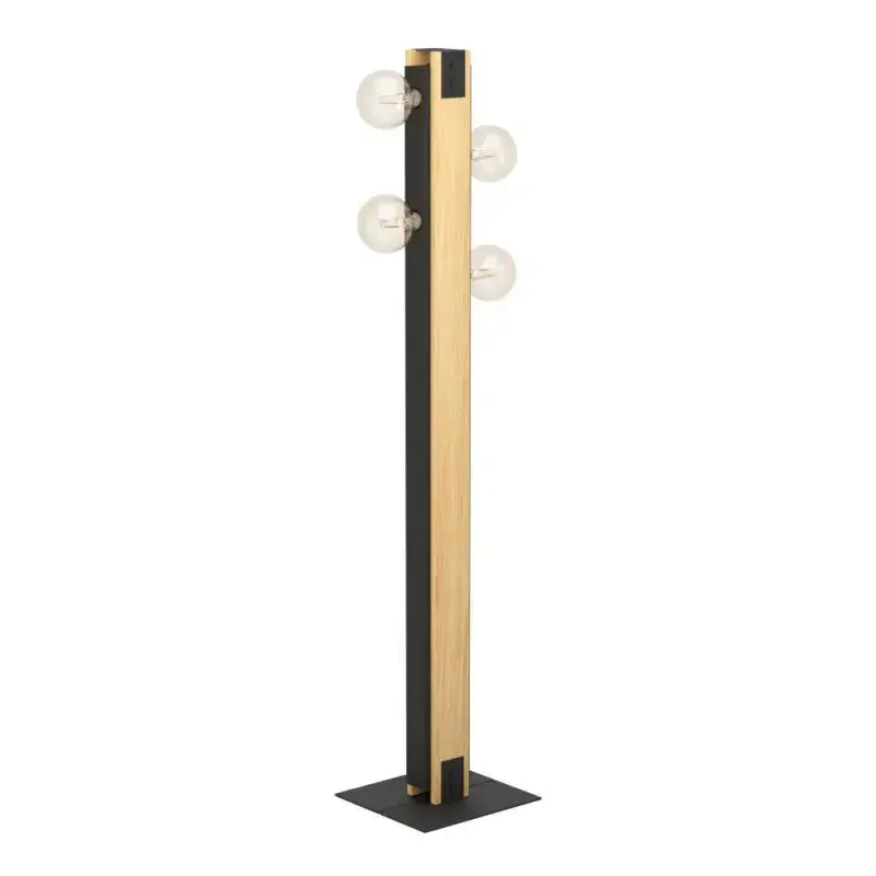EGLO Layham Gulvlampe 4L Sort/brændt Træ - 43471