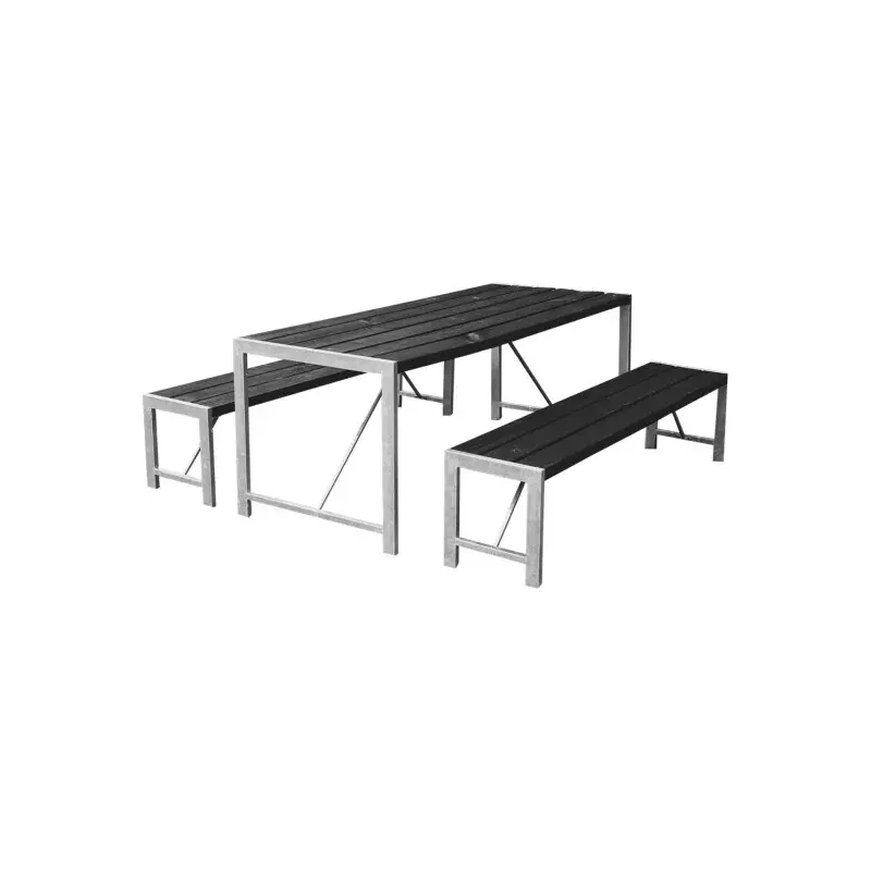 Havemøbelsæt H-model - Bord med 2 bænke i sortmalet design