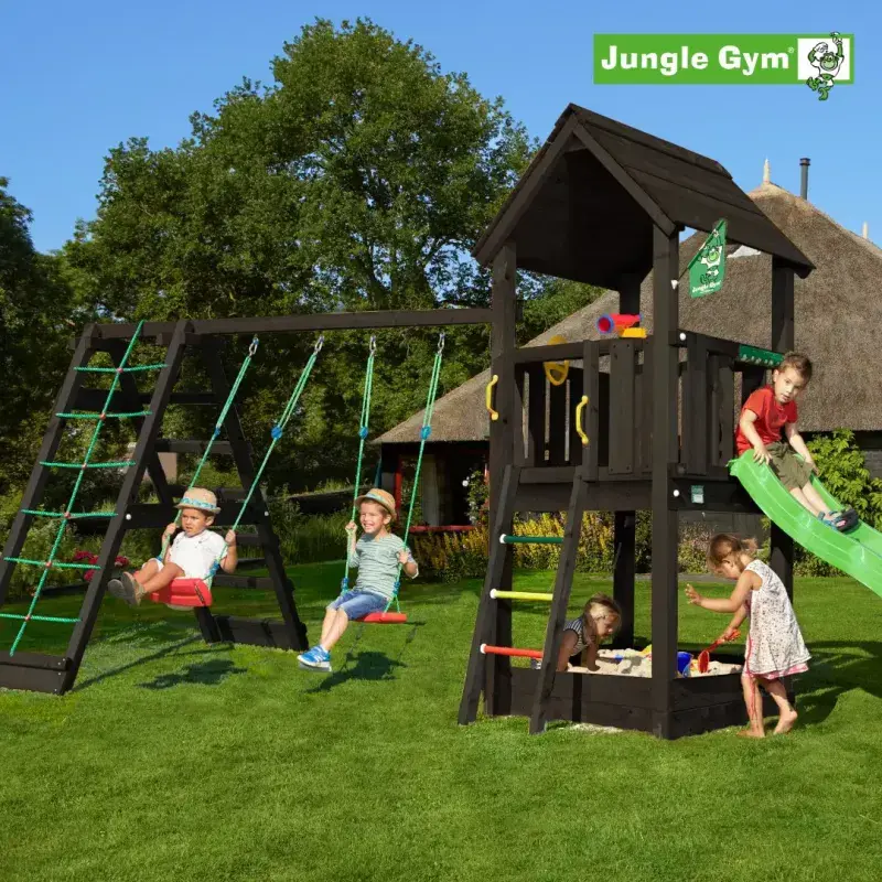 Jungle Gym Club legetårn med klatremodul - sort malet