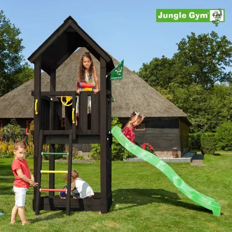 Jungle Gym Club legetårn med rutschebane – sort finish