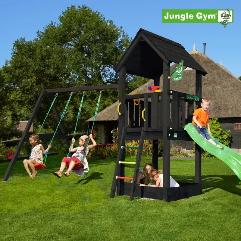 Jungle Gym Club legetårn med rutschebane og svinge