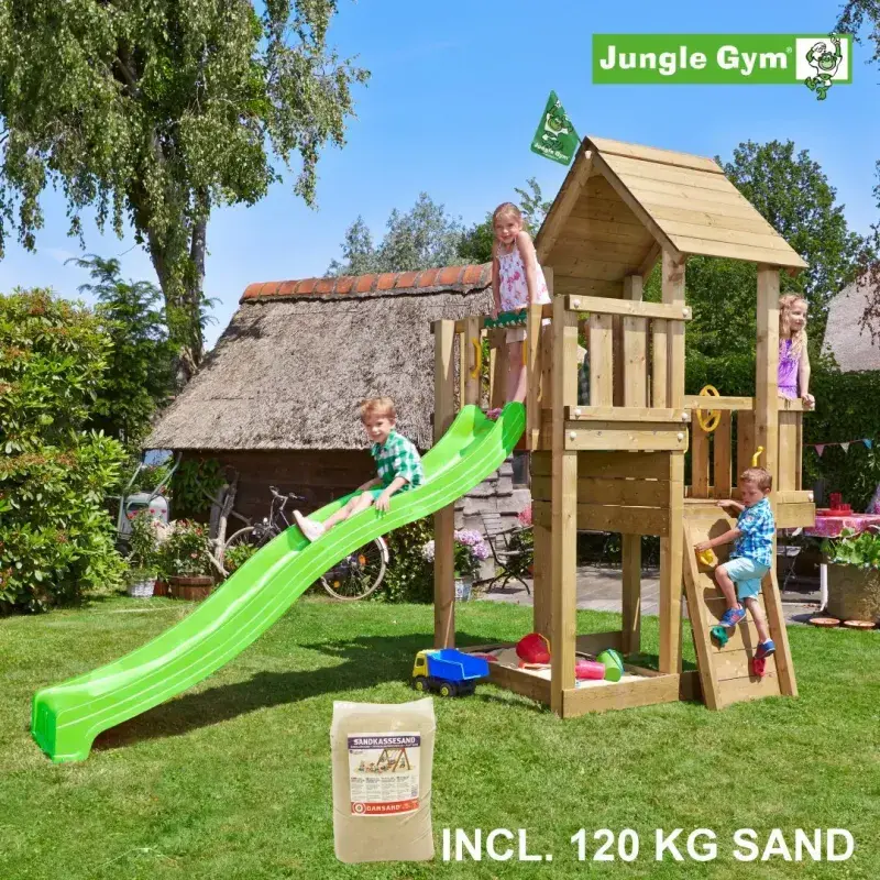Jungle Gym Cubby legetårn med sand og rutschebane - Udsalg!