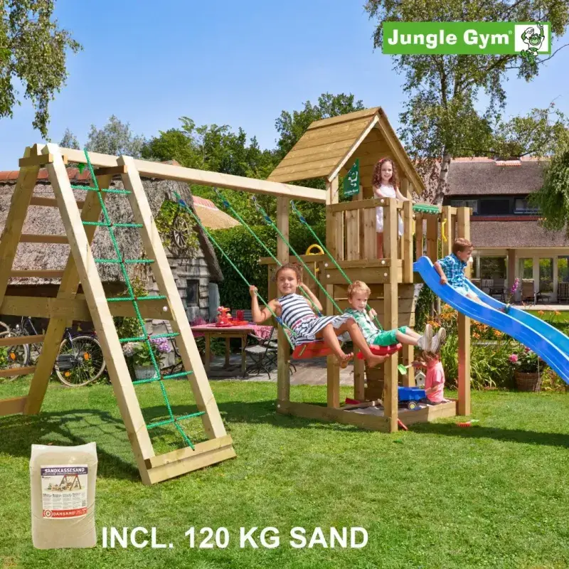 Jungle Gym Cubby legetårn med klatremodul og rutschebane