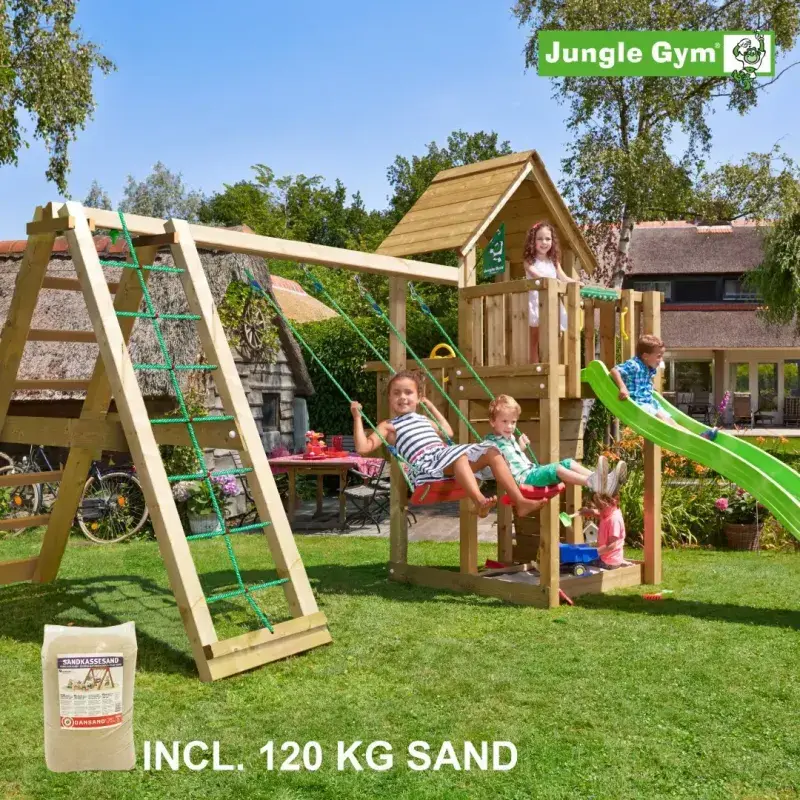 Jungle Gym Cubby legetårn med rutschebane og klatremodul