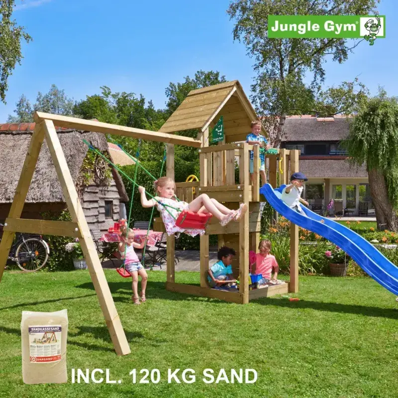 Jungle Gym Cubby legetårn med rutschebane og sving