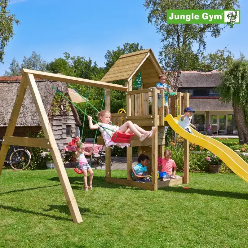Jungle Gym Cubby legetårn med svingmodul - Eksklusiv rutschebane