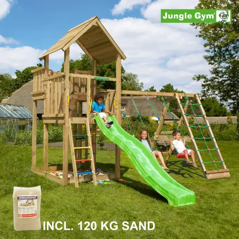 Jungle Gym Palace legetårn med klatremodul og rutschebane