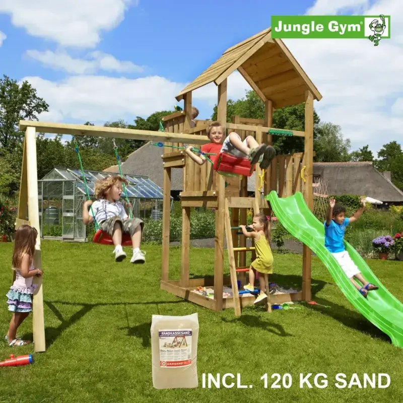 Jungle Gym Palace legetårn med rutschebane og sving