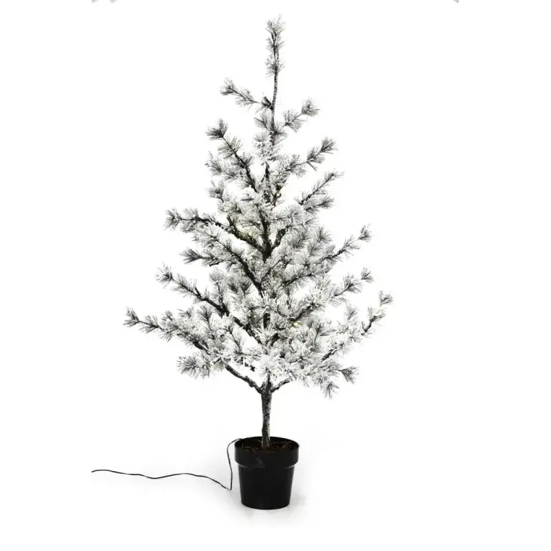 Kunstigt lærketræ med sne og lys - NORDIC WINTER 120 cm
