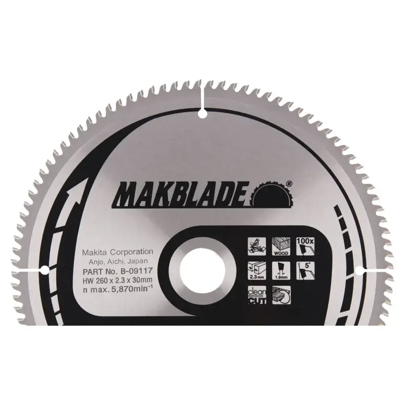 Makita HM-klinge 260mm 100T - Udsalg på værktøj!