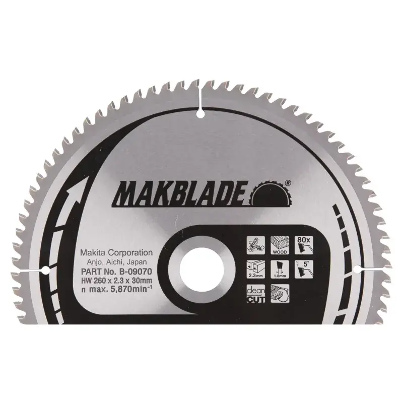 Makita Hm-klinge 260mm 80t - B-32845 på tilbud!