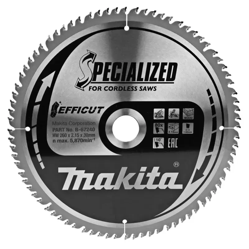 Makita TCT Klinge 260x30mm 80T - B-67240 til Elværktøj