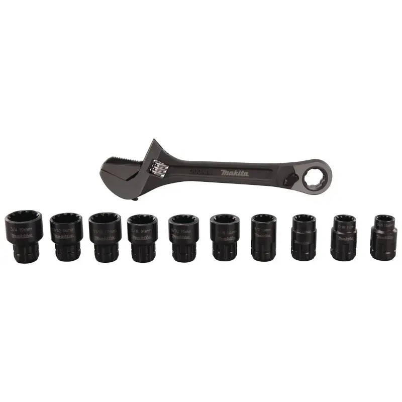 Makita Skiftenøgle 200mm med 10 Toppe - B-65458