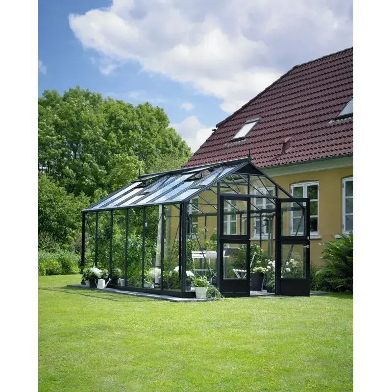 Juliana Premium 13 m² drivhus i antracitgrå med hærdet glas