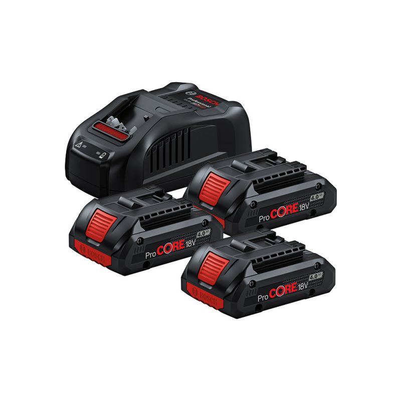 Bosch 18V Batterisæt med 3x4,0Ah Batteri & Lader