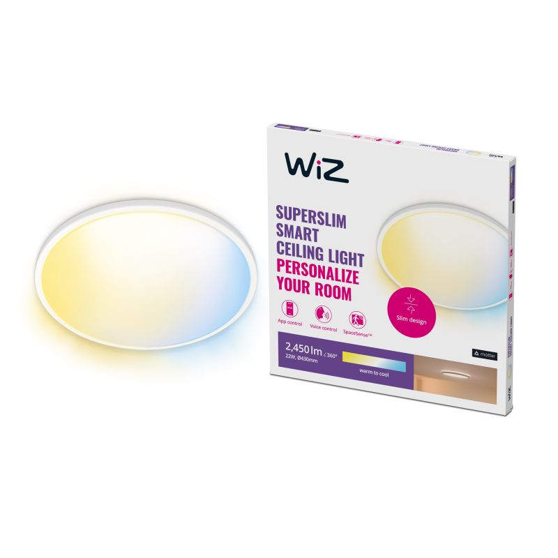WiZ SuperSlim 22W Loftlampe med Justerbart Hvidt Lys