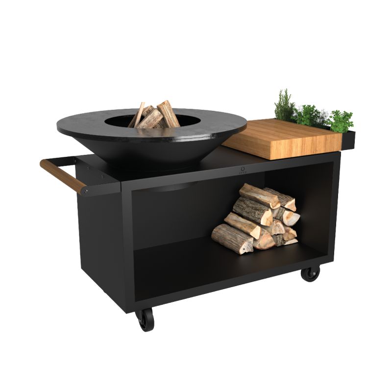 OFYR Grill Island Black 100 PRO Teak Wood
