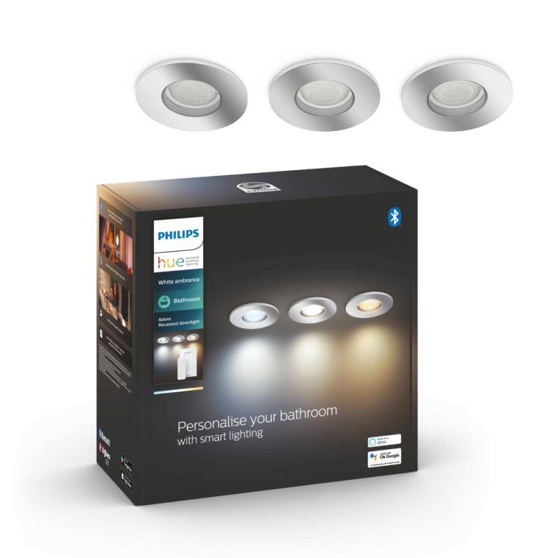 Philips Hue Adore Hue recessed Krom 3x4.2W - Badeværelse - White ambiance