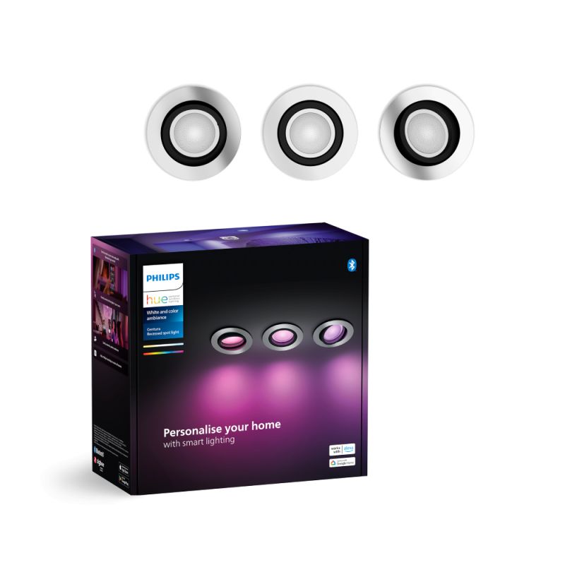 Philips Hue Centura Hue recessed R. aluminium 3x4.2W - Spot - White Color Ambience