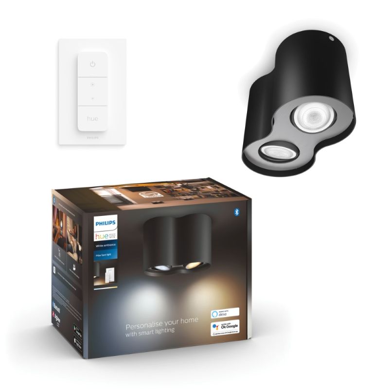 Philips Hue Pillar Hue plate/spiral sort 2x4.2W - Spot - White ambiance