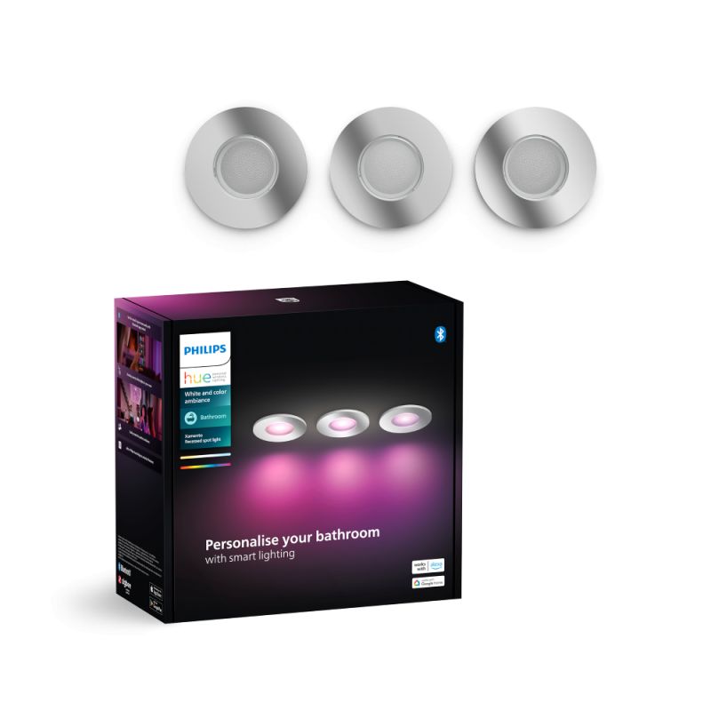 Philips Hue Xamento Hue recessed Krom 3x4.2W - Spot - White Color Ambience