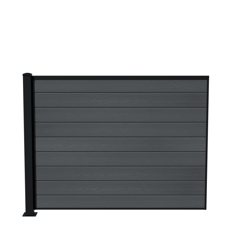 Wimex Fag Glyngøre Superb T140 V-profil WPC Grå Pulverlak stolpe m/ fod 1400 x 1893 mm
