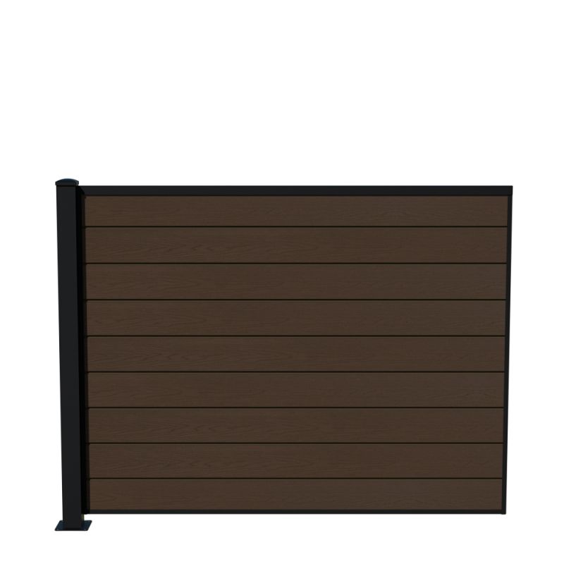 Wimex Fag Glyngøre Superb T140 V-profil WPC Teak Pulverlak stolpe m/ fod 1400 x 1893 m