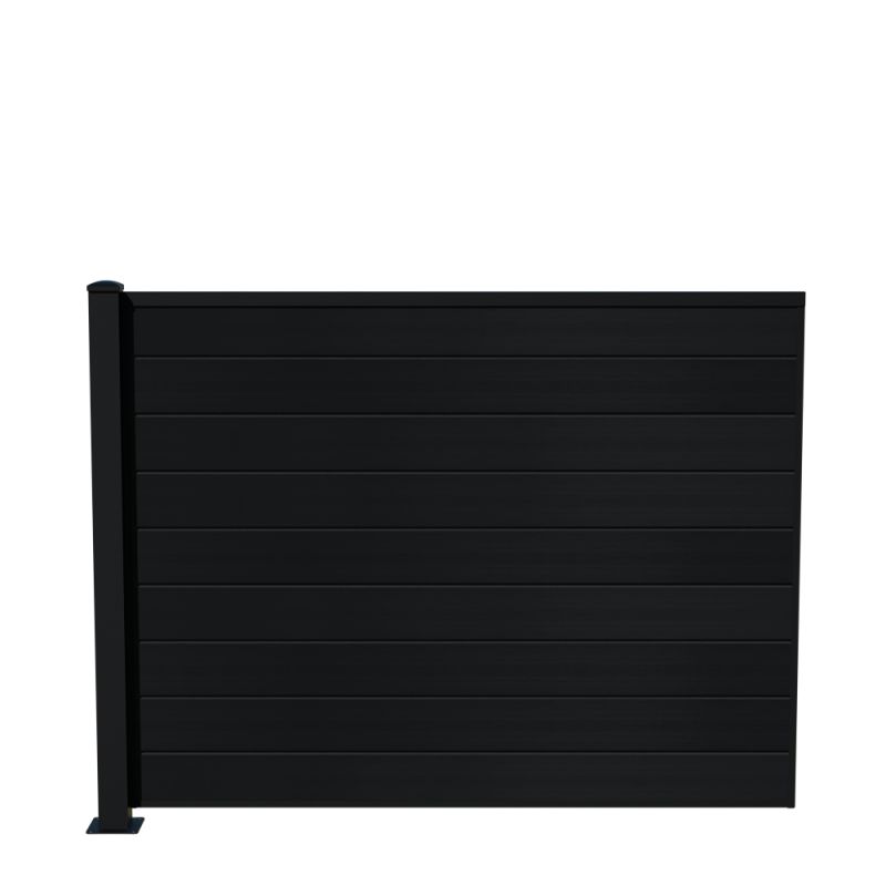 Wimex Fag Livø Prime T140 V-profil WPC MatSort Pulverlak stolpe m/ fod 1400 x 1893 mm