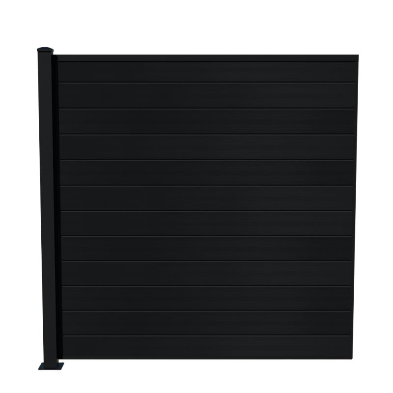 Wimex Fag Livø Prime T180 V-profil WPC MatSort Pulverlak stolpe m/ fod 1800 x 1893 mm