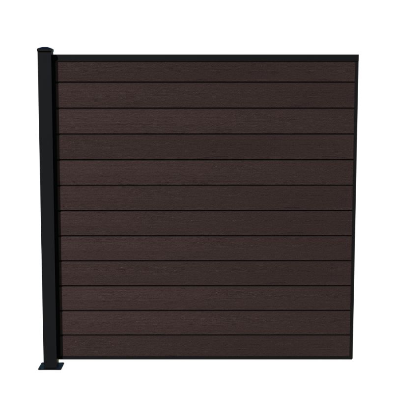 Wimex Fag Livø Prime T180 V-profil WPC MatUmber Pulverlak stolpe m/ fod 1800 x 1893 mm