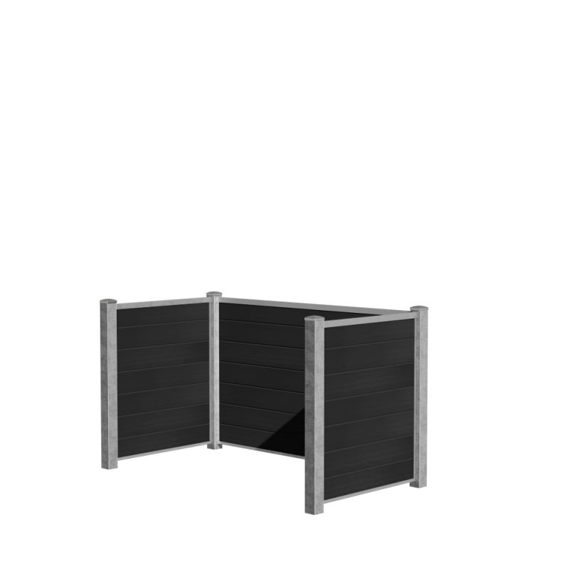 Wimex Skraldeskjul Dobbelt Livø Prime V-profil WPC Wood MatSort Galv. stolpe