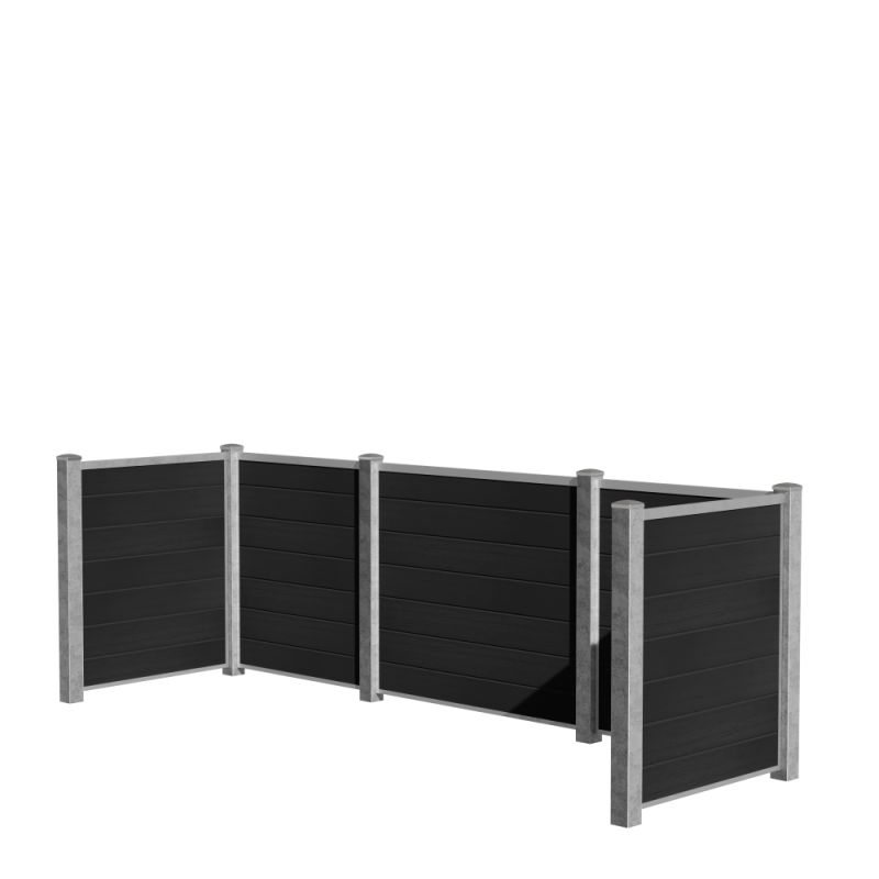 Wimex Skraldeskjul Firdobbelt Livø Prime V-profil WPC Wood MatSort Galv. stolpe