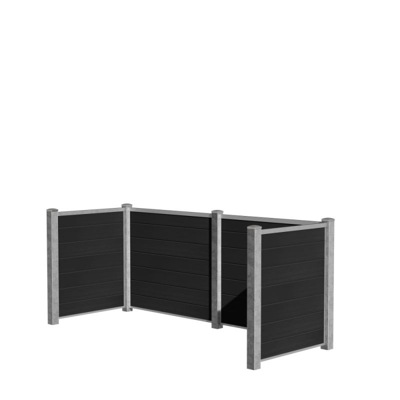 Wimex Skraldeskjul Triple Livø Prime V-profil WPC Wood MatSort Galv. stolpe