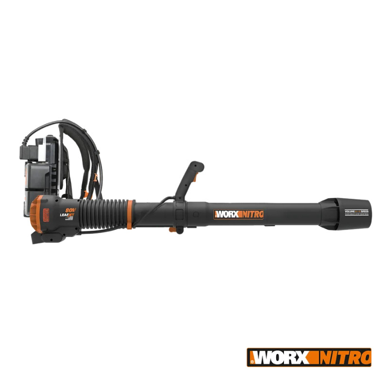 Worx 4x20V Løvblæser og backpack, inkl 4stk WA3553 4.0Ah, 4t powertank lader