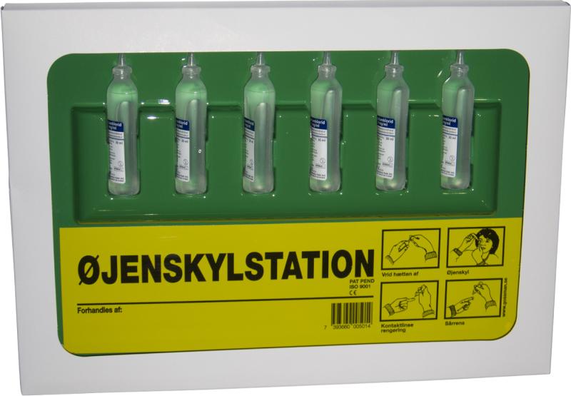 Øjenskylletavle med 6 flasker/30 ml dansk