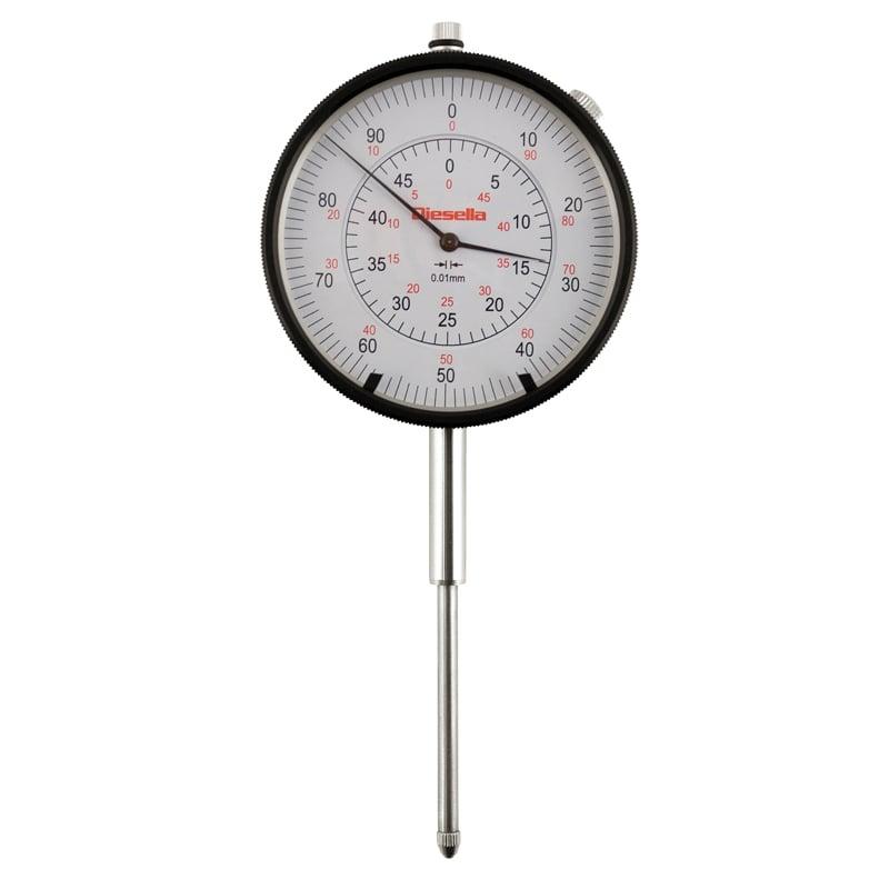 Måleur 0-50x0,01 mm med justerbare tolerancemærker og fladt dæksel