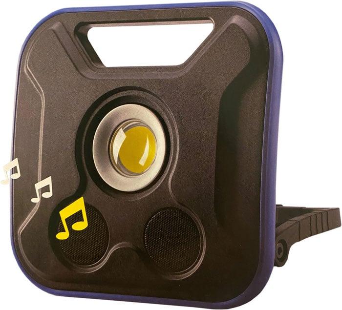 BATO Arbejdslampe 20W med 5W Bluetooth højtaler. 500/1000/2000 Lumen. Opladelig.
