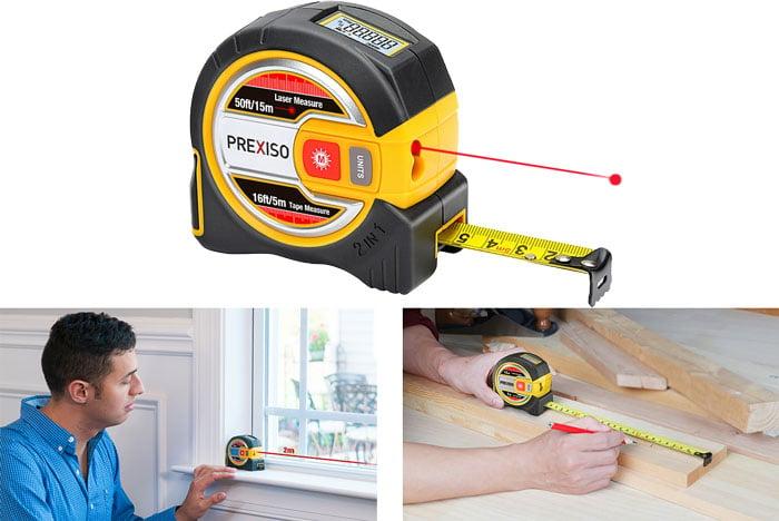 PREXISO PLT15 Laser båndmål 2-IN-1. 5mx19mm bred, 0,5-15m laser.