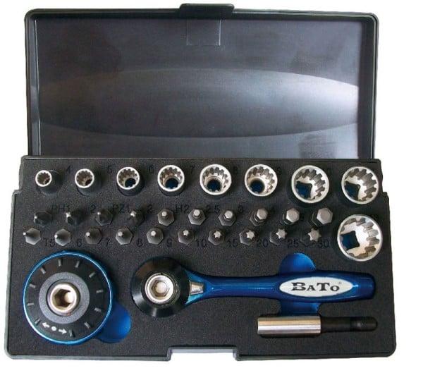 BATO Top/bitssæt SplineLock 1/4" 4-13mm. 32 dele.
