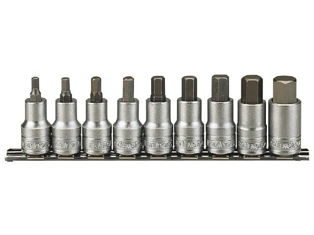 Topbits i sæt til indv. sekskanthul. Med 1/2" â¡-tilslutningsfæste. Teng Tools M1212