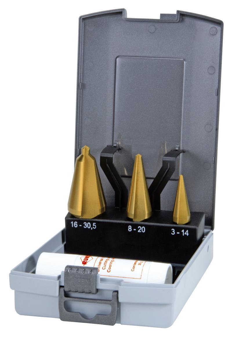 Pladeborsæt HSS-TiN 1-2-3 plastæske