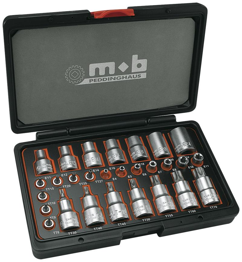 Topsæt 1/4+1/2" E-Torx+Torx 28 dele