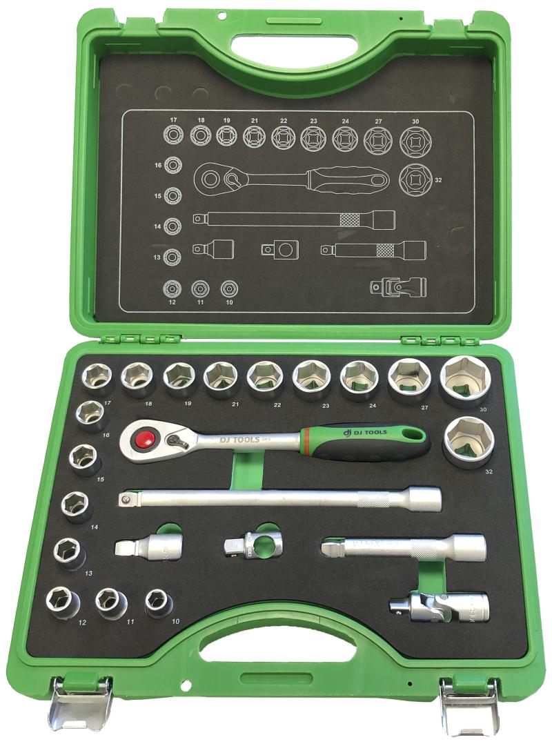 DJ TOOLS topnøglesæt 1/2" 23 dele