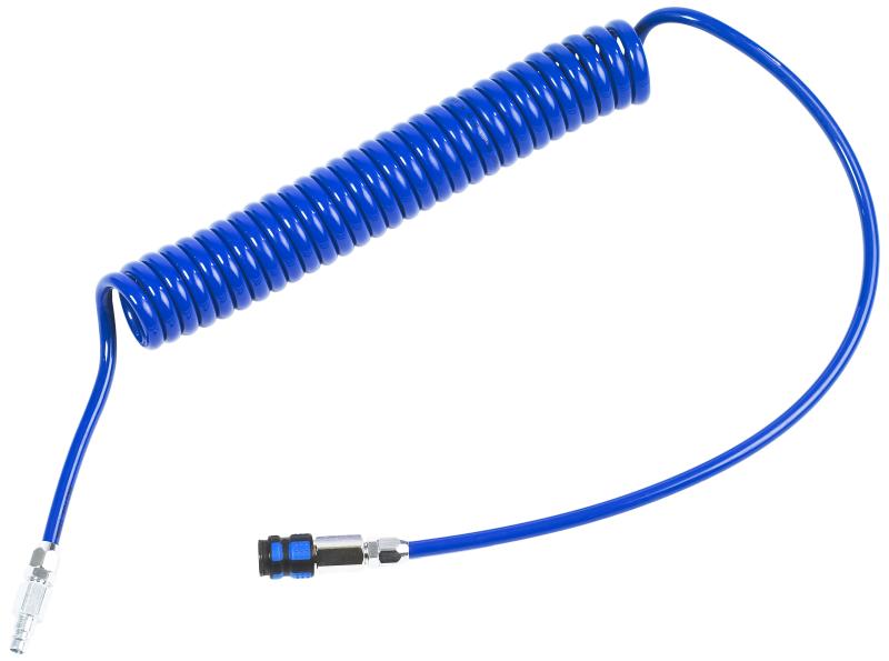 PUR spiralslange blå 8/12mmÃ7,5/6m, 1625 fittings