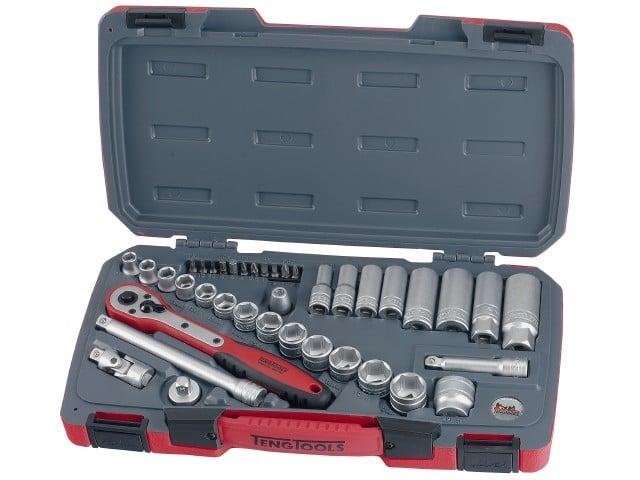 Topnøglesæt med 3/8" 4kt.-fatning Teng Tools T3839