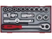18 dele Topnøglesæt. Med 1/2" â¡-fatning Teng Tools  TT1218-6