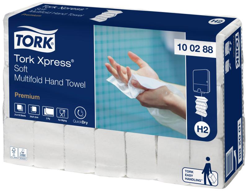 Tork Premium håndklædeark H2, pk/110ark, 21 pk