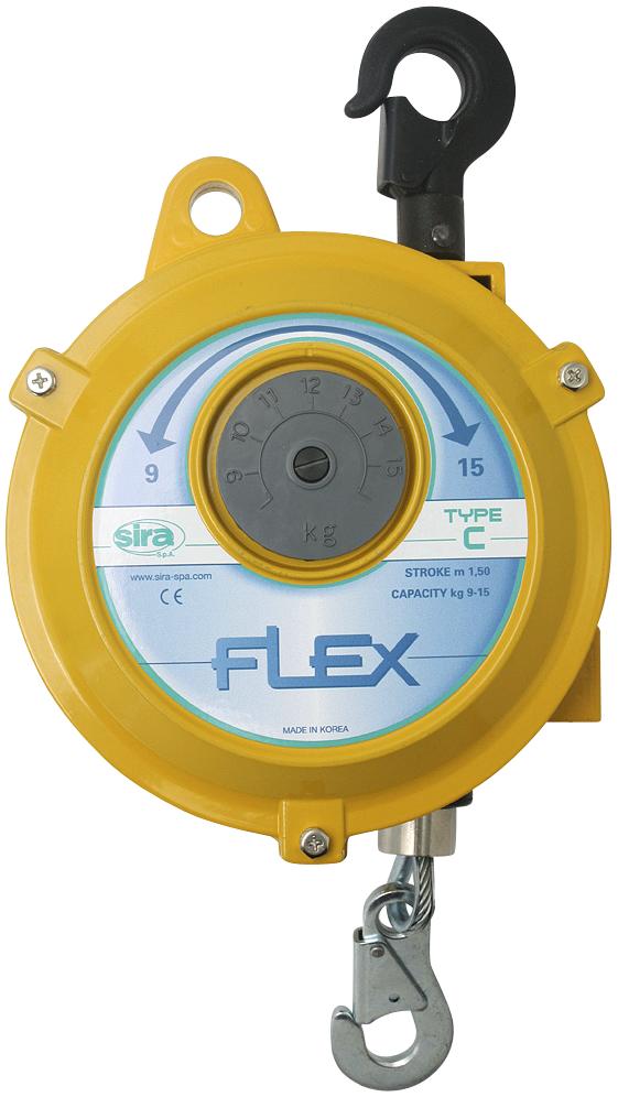 Flex C balanceblok kapacitet 9 - 15 kg og 1,5 m stålwire