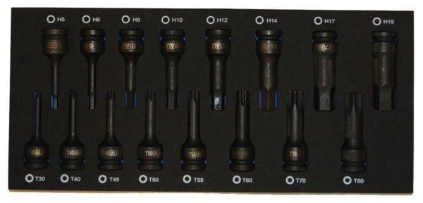 BATO Kraft stifttopsæt 1/2" 6kt. 5-19mm. Torx 30-80. EVA 1/3.