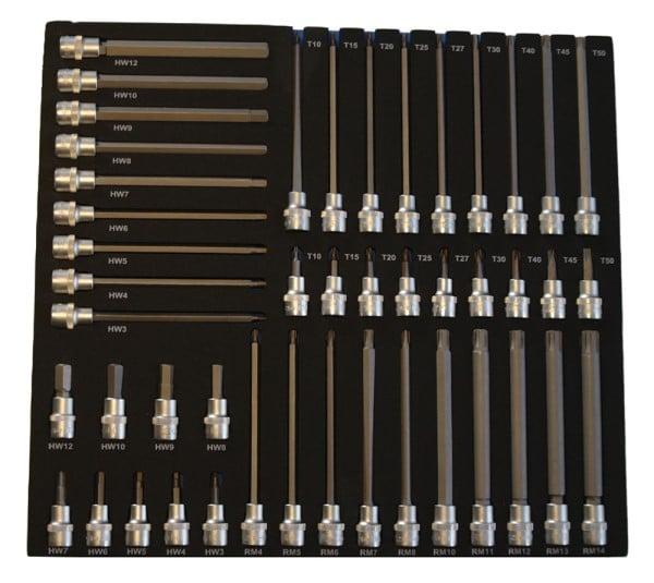 BATO Stifttopsæt 3/8" 6kt., Torx, Ribe, kort/lang. EVA 2/3.